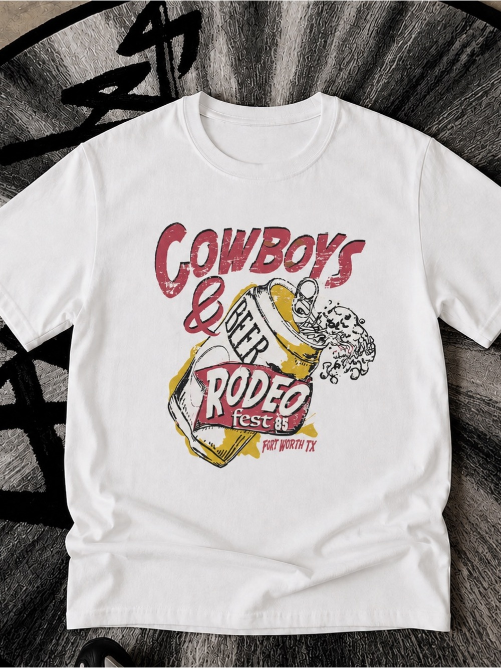 Cowboys & Beer Rodeo Fest Shirt, Country Western Graphic Tee - White Unisex